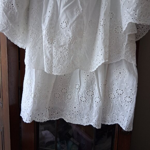 Hayden White Eyelet Ruffle Cotton Blouse Top SZ S NWOT B14 - Picture 3 of 9